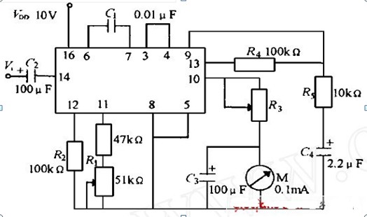 一款电源电压范围宽,输入阻抗高,动态功耗小的频率计电路图