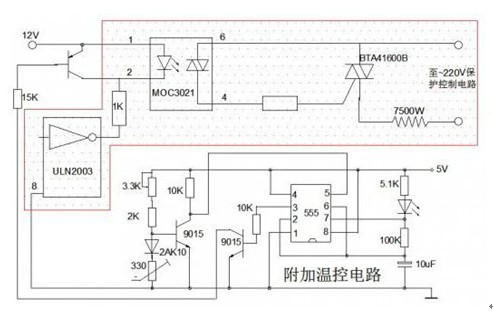 一款采用的是老式热敏电阻的即热式热水器自动恒温实验电路图