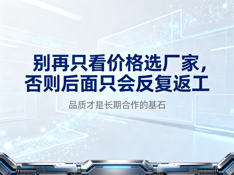 别再只看价格选厂家，否则后面只会反复返工