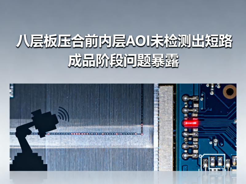 八层板压合前内层AOI没测出来，短路藏到成品才暴露