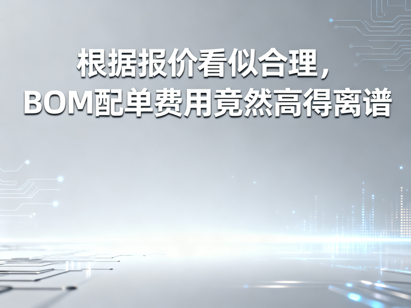 报价看似合理，BOM配单费用竟然高得离谱