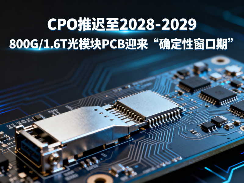 CPO推迟至2028–2029：800G/1.6T光模块PCB迎来“确定性窗口期”