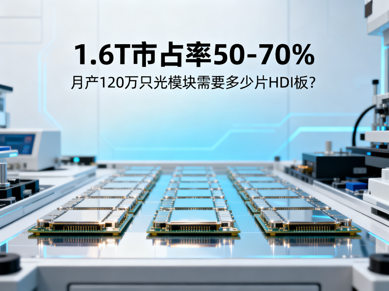 1.6T市占率50-70%——月产120万只光模块需要多少片HDI板？