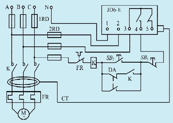 一款用漏电继电器的电机保护电路