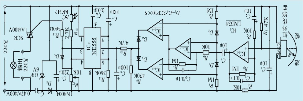 一款人体感应自动节能灯电路