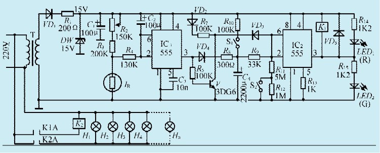 一款用555制作光控路灯开关电路