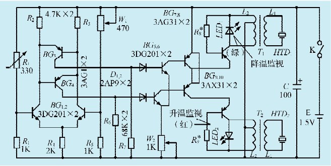 一款环境温度监视器电路