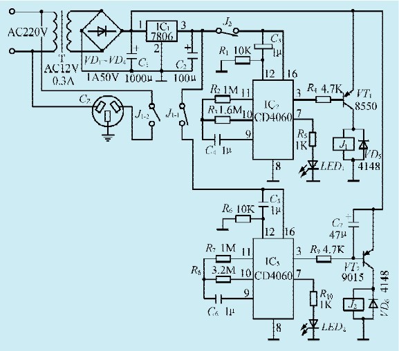 一款家用电器用电定时器电路