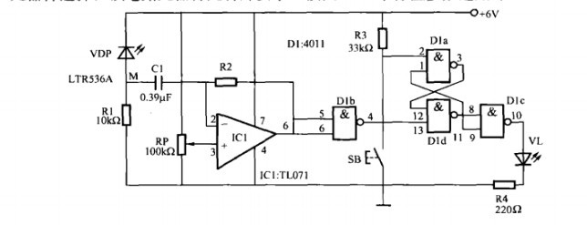 一款红外光敏二极管警灯电路