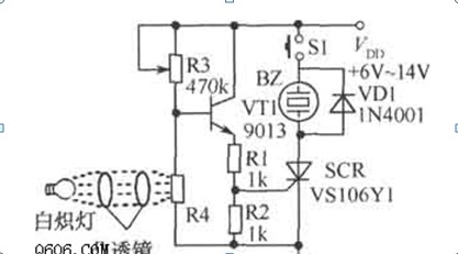 光束阻断报警器电路图