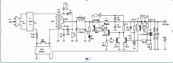 一款广泛用于电话子母机和笔记本电脑的自动控制电源适配器电路图