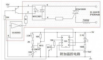 一款可以通过加热元器件来快速加热流水的即热式热水器恒温实验电路图