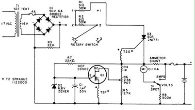 一款使用晶体管制作有三个充电率选择的12V的单结型晶体管充电器