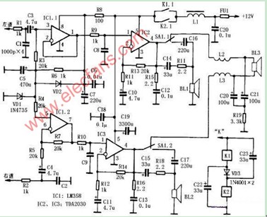 车用音频功率放大器电路图
