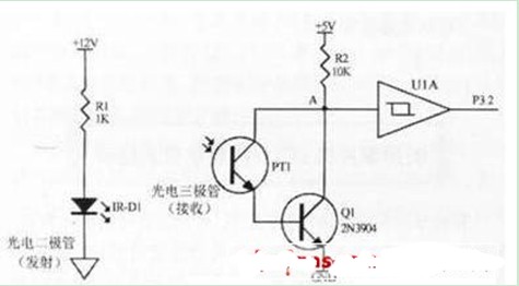 用光敏器件实现光电报警的实验电路图
