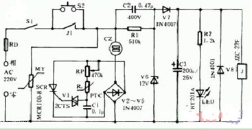 电热毯自动保护恒温器电路图