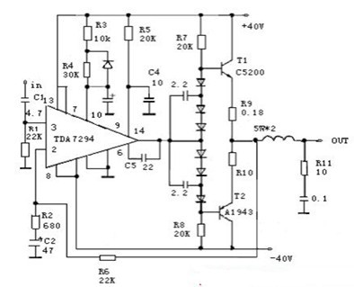 一款可应用在HiFi家用音响、高性能电视机等领域的TDA7294标准应用原理电路图