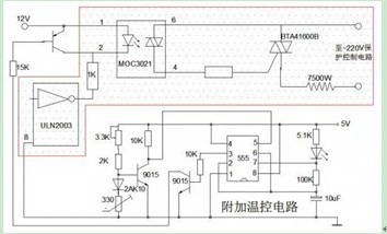 一款采用老式热敏电阻的即热式热水器自动恒温实验电路图