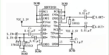 光收发器SSFF3151的电路原理图