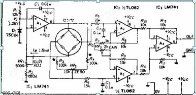 电桥式传感器驱动放大电路图