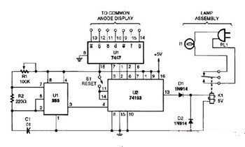 一款五分钟就可提供正脉冲的灯泡计时器电路图