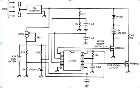 风力发电机电池充电电路图