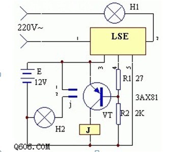 一款能持续照明而不间断工作的的应急照明灯电路图