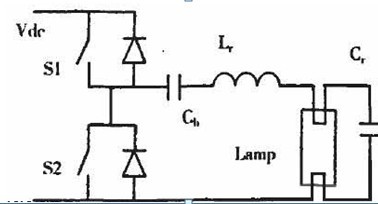 一款采用电子技术驱动电光源使之产生所需照明的设备的简化电子镇流器电路图