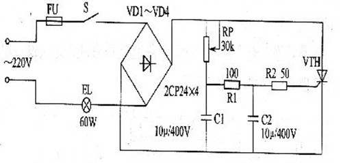 晶闸管调光灯电路图