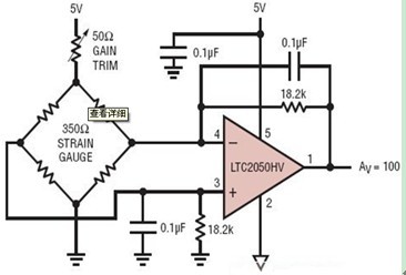 一款采用 2.7V 至 6V 单工作电源的差分桥式放大器电路图