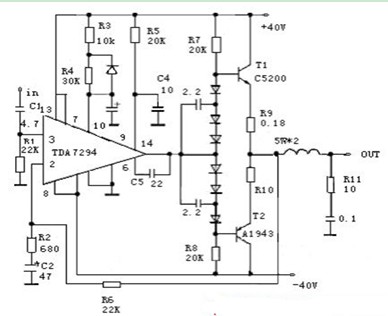 TDA7294标准应用原理电路图