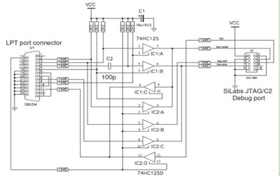 C8051F并口下载器原理电路图