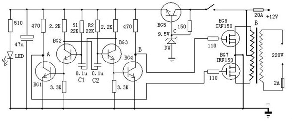 晶体管逆变器电路图