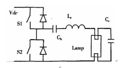 一款采用电子技术驱动电光源，使之产生所需照明的简化电子镇流器电路图