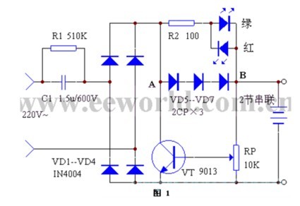 一款具有状态指示功能采用LM723C稳压片做成适用于12V电池的恒压限流充电器电路图