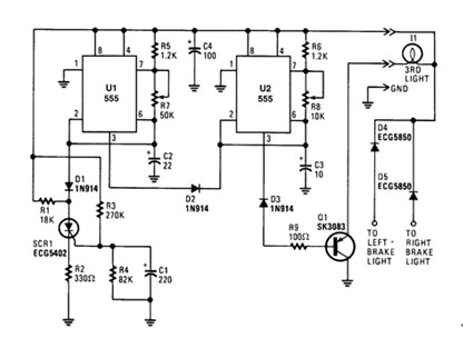 闪光刹车灯电路图