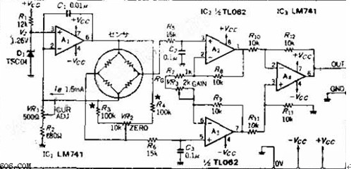 电桥式传感器驱动放大电路图