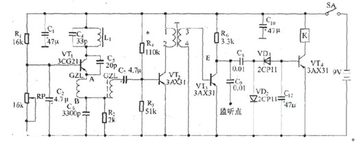 超再生无线电接收器电路图