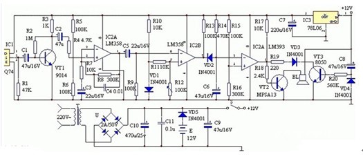 一款由報(bào)警器和遙控器組成的紅外感應(yīng)報(bào)警器電路圖