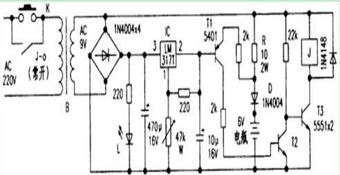 6V电瓶自动充电器电路图
